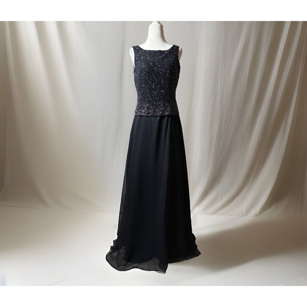 J Kara New York Womens Beaded Popover Dress Sz 10 Evening Formal